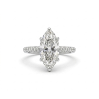 Anillo de Compromiso Minimalista de Lujo con Diamante de Corte Marquesa de 3 Quilates, Platino PT950, Certificado IGI, Anillo de Boda Solitario, Regalo para Fiesta