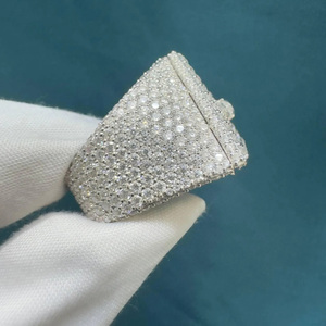 Anillo de Compromiso Iced Pyramid de Plata de Ley 925 con Baño de Oro y Engaste de Garras, Estilo Hip Hop, para Regalos de Aniversario o Boda - Product Image 3