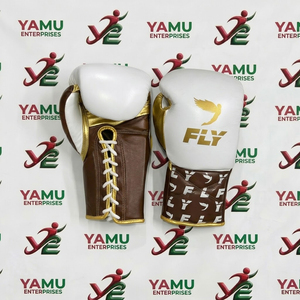 Gants de boxe professionnels en cuir véritable à lacets, équipement d'entraînement et de combat, couleurs personnalisées et logo imprimé - Product Image 4
