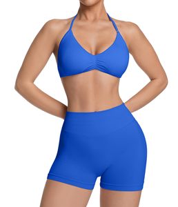 Breathable Spandex Yoga Sets Two Piece Workout Sets For Women Tank Top Matching High Waist <b>Booty</b> Lifting Shorts Gym Yoga Active - Product Image 1