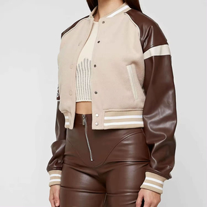 Women's Short Wool Lightweight Button Down Varsity Jacket Breathable Outerwear Windbreaker for Winter - Product Image 4