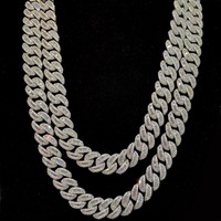 Chaîne cubaine en moissanite de qualité export, sertie de diamants, pour hommes et femmes, bijoux de mode pour fêtes, cadeau disponible à la vente