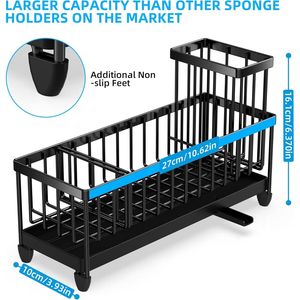 Organizador de Fregadero de Cocina Extra Grande de Acero Inoxidable con Soporte para Cepillos y Esponjas con Escurridor para Almacenamiento de Utensilios - Product Image 3