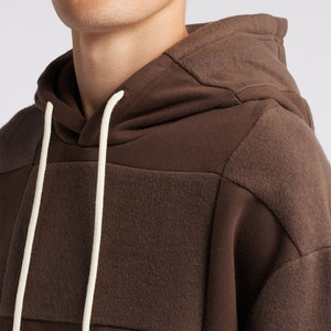 Sweat-shirt à capuche unisexe surdimensionné en coton tricoté patchwork, coupe décontractée, couleur marron, pour homme, idéal pour l'automne - Product Image 5