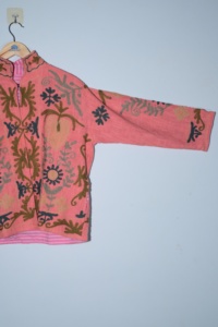 Chaqueta Bomber de Punto para Mujer, Color Rosa, Bordada a Mano, Transpirable, Ecológica, Estilo Boho, con Mangas de Murciélago de Algodón Floral, para Invierno y Otoño - Product Image 2