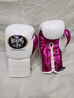 Guantes de MMA de Calidad Premium, Set de Boxeo para Sparring, Agarres de Cuero Genuino, Ligeros, Rosa y Blanco, Protector de Cabeza e Ingle