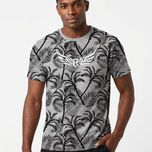 Camiseta de Manga Corta con Estampado Gris para Hombre, con Logotipo de Ala, Cuello Redondo Informal, Corte Regular, Camiseta de Jersey de Algodón - Product Image 6