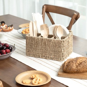 Hand-Woven Seagrass Cutlery Holder with Handle Handmade <b>Storage</b> <b>Basket</b> Wholesale eco-friendly Made in Vietnam - Product Image 4