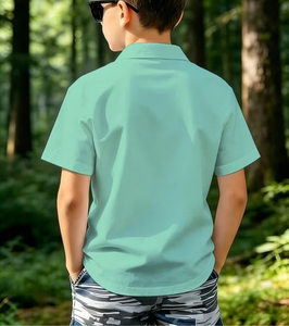 Solid Breathable Quick Dry Eco-Friendly Polyester/Cotton Jersey Compressed Short Sleeve Polo Shirt Boys Casual Pink Collar Plain - Product Image 6
