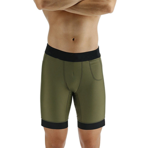 Shorts de Compresión Unisex de Nailon y Spandex con Bolsillo Oculto, Logotipo Personalizado, Diseño Simple hasta la Rodilla, Secado Rápido, Transpirables, Ajuste Ceñido - Product Image 2