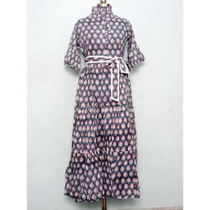 Elegante Vestido de Algodón para Mujer, Estilo Boho, Hecho a Mano, Vintage, Floral, para el Día, con Mangas de Campana, Midi, Maxi, Largo, Informal - Product Image 3