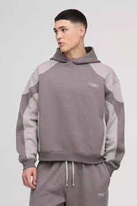 Conjunto de chándal de dos piezas para hombre, estilo urbano, de gran demanda, con capucha y detalles de costura, corte holgado y extragrande, con pantalón jogger y bolsillos - Product Image 3