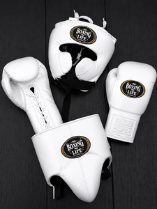 High Quality PU Leather <b>Boxing</b> <b>Sparring</b> <b>Set</b> Training Gloves Lace-Up Closure Headgear Groin Guard Easy Wear Adjust Customizable - Product Image 6
