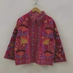 Bohemian Floral Embroidered Velvet Jacket Windproof and Breathable Suzani Overcoat Winter Knitted Short <b>Coat</b> - Product Image 4