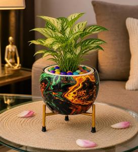 Pot de fleurs en métal artisanal Pitalnagi Meenakari, décoratif et artistique, pour plantes d'intérieur et d'extérieur, maison et jardin - Product Image 6