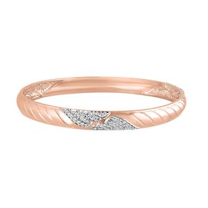 Rose Gold Lab Grown Diamond Double Leaf Halo Panel Bangle Pair - Product Image 2