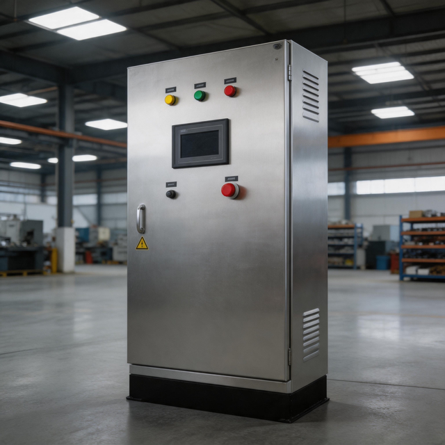 Heavy Duty Overload Protection Electrical PLC Control Cabinet with Main Switch for Conveyor Pump Compressor Motor Control