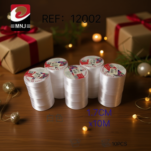 Hermosa Cinta de Raso Blanca de Color Sólido en Rollo de 10 Metros de Largo, Tejida para Envolver Regalos y Decoraciones CINTA DE REGALO - Product Image 3