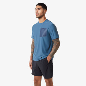 T-shirt décontracté bleu à manches courtes et col rond pour homme, 100 % coton jersey tricoté, couleur unie, coupe classique - Product Image 3