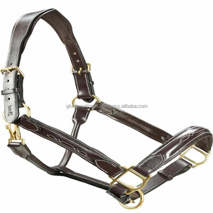 High Quality English Leather Anatomic Horse <b>Halter</b> Comfortable Padding Fancy Stitching Adjustable Leather Horse <b>Halter</b> - Product Image 1
