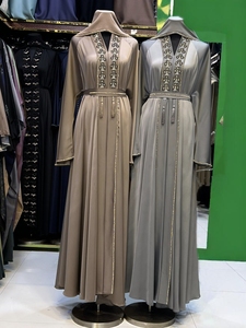 Modern High Quality Abaya Stone Work Handmade Sequined Arabic Dubai Style Full Flare Nida Fabric Evening Party Dress - Product Image 5