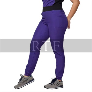 Conjunto de Uniformes Médicos Unisex de Poliéster y Spandex Elástico, Blusa de Manga Corta con Cierre y Pantalones Jogger, Cintura Elástica - Product Image 6
