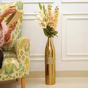New Arrival Gold Iron Modern Gold Metal Hammered Flower <b>Vase</b> Tabletop Decoration Wedding Home Decor - Product Image 1
