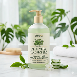 ProduxPro Marca Privada OEM Malasia, Lavado Íntimo Femenino a Base de Aloe Vera y Té Verde, Hipoalergénico, HALAL - Product Image 2