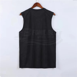 เสื้อกั๊กถักโพลีเอสเตอร์ผู้ชาย สีพื้น ปักโลโก้ด้านหน้าได้ แห้งเร็ว ระบายอากาศดี เหมาะสำหรับออกกำลังกาย สวมใส่สบาย ขายดี - Product Image 3
