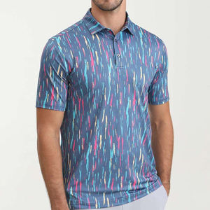 Camisetas de golf de poliéster para hombre, de alta calidad, con rayas, de secado rápido, sublimación personalizada, ODM, al por mayor. - Product Image 1