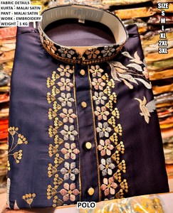 Kurta Azul Claro con Bordado Royale - Product Image 4