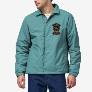 Vestes de coach pour hommes, couleur turquoise, logo brodé, col rabattu, coupe-vent, vêtements décontractés, coupe régulière, style automne - Product Image 3