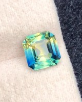 Zafiro verde azul bicolor, corte octogonal radiante, piedra preciosa natural suelta de Sri Lanka para joyería.