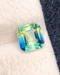 Zafiro verde azul bicolor, corte octogonal radiante, piedra preciosa natural suelta de Sri Lanka para joyería. - Product Image 5