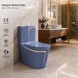 โถสุขภัณฑ์ดีไซน์เนอร์สีฟ้าพาสเทลทรงกลม ดีไซน์สวยหรูสำหรับห้องน้ำ - Product Image 2