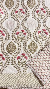 handblock printed hand stitch cottan <b>indian</b> rajasthani traditional <b>quilt</b> homedecor - Product Image 5