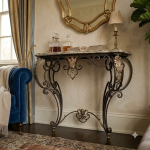 Console murale KHP de luxe en fer forgé européen, style antique, pour intérieur, mobilier de maison - Product Image 2