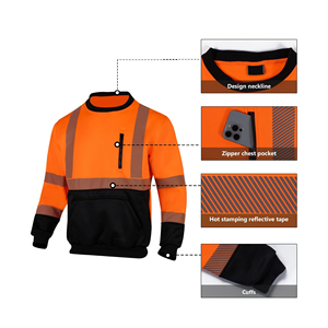 Hi Vis Reflective Long Sleeve Men High Visibility Comfortable Waterproof SafetyWorkwear Sweatshirt Custom Logo And Color - Product Image 6
