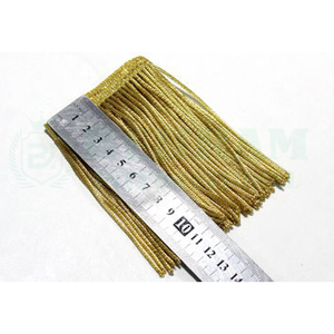 Frange décorative en fil doré tressé, bordure à pompons personnalisable, légère, 100% polyester, pour rideaux, vêtements, maison - Product Image 6