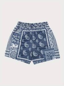 <b>Men's</b> High Quality Plus Size Shorts Breathable High Street Style Custom Logo Sublimation <b>Bandana</b> Print Solid Pattern Mid Knitted - Product Image 1