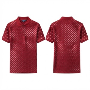Camisa Polo Personalizada para Hombre, Roja con Puntos, Manga Corta, Mezcla de Algodón, Informal, para Golf, Transpirable, Diseño Moderno para Verano - Product Image 1