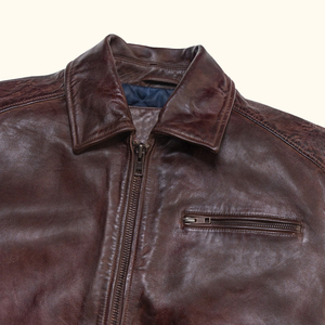 Wholesale Leather Fabric International Brown Jacket <b>Zip</b> <b>up</b> Genuine Leather Jacket for Men - Product Image 5