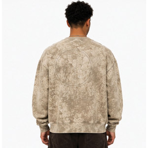 Sweat-shirt coupe classique délavé à l'acide en molleton 100 % coton, style décontracté hiver, respirant et écologique - Product Image 4
