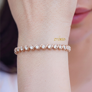 Pulsera de Cadena con Eslabones de Plata 925, Diseño Clásico y Elegante de Ondas, Diamante Cultivado en Laboratorio, Lujosa y Brillante, para Mujer, Ideal para Fiestas, Aniversarios y Bodas - Product Image 6