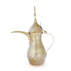 Ornate silver-plated <b>teapot</b> with floral relief and coral bead accents, available at wholesale prices for luxury <b>sets</b>. - Product Image 4