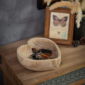 Tazón de Madera Resistente en Forma de Corazón Grande, Hecho a Mano, para Centro de Mesa, Decoración del Hogar, Frutas, Aperitivos, Ensaladas, Sopas, Acabado Natural - Product Image 6