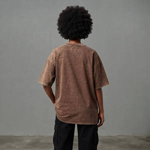 Customized Oversized Women's Brown T-<b>Shirt</b> Crew Neck Short Sleeve Loose Fit Knitted Cotton <b>Flame</b> Logo Print All Seasons Wear - Product Image 2