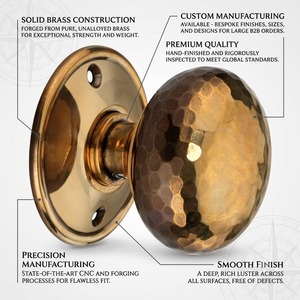 Classic Hammered Solid <b>Brass</b> <b>Door</b> <b>Knob</b> <b>Antique</b> Farmhouse Home Office <b>Door</b> Hardware Durable 128mm Round Design Dhanvi DE-10 - Product Image 2
