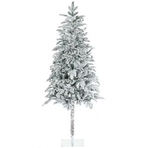 Albero di Natale Artificiale 6 Piedi (180 cm) con Base in Acciaio ad Apertura Automatica, Rami Innevati, Luce Calda, 210 cm 7 Piedi Decorato - Product Image 1