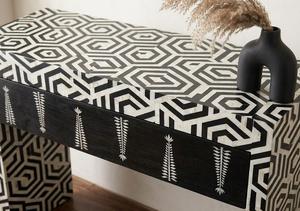 Premium Handmade Eco-Friendly <b>Pine</b> MDF Bone Inlay Modern Rectangle Dressing Console <b>Table</b> Lightweight Waterproof Elegant Floral - Product Image 6